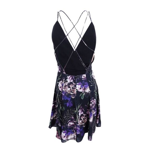 Fame and Partners Women's Floral Georgette Necklace Gown - Midnight Blossom - Picture 2 of 2